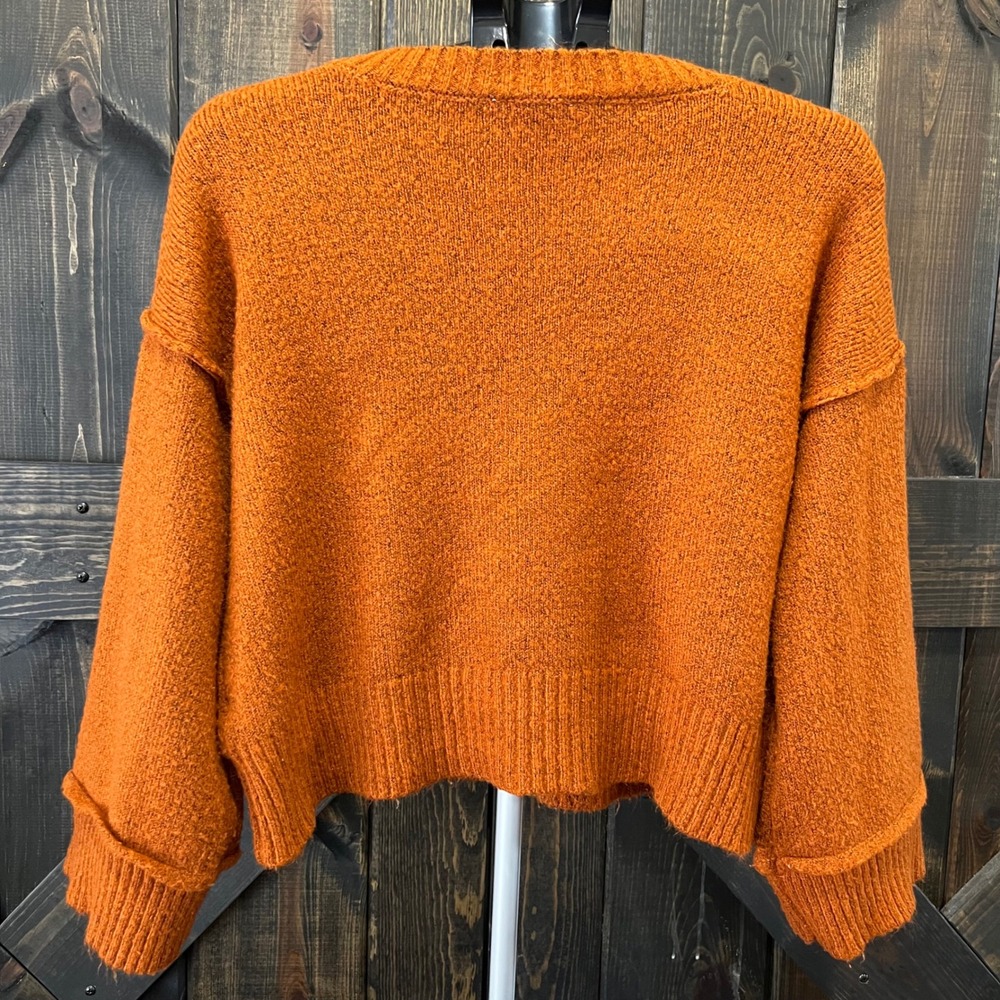Double Zero Orange Oversized Cropped Sweater Size… - image 5